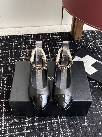 Colestore Chanel Mary Janes Lambskin, Patent Calfskin, Imitation Pearls & Metal Black