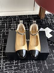 Colestore Chanel Mary Janes Lambskin, Patent Calfskin, Imitation Pearls & Metal Beige & Black - 1