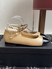 Colestore Chanel Mary Janes Lambskin, Patent Calfskin, Imitation Pearls & Metal Beige & Black - 5