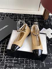 Colestore Chanel Mary Janes Lambskin, Patent Calfskin, Imitation Pearls & Metal Beige & Black - 3