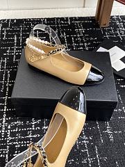 Colestore Chanel Mary Janes Lambskin, Patent Calfskin, Imitation Pearls & Metal Beige & Black - 2