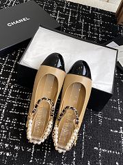 Colestore Chanel Mary Janes Lambskin, Patent Calfskin, Imitation Pearls & Metal Beige & Black - 4