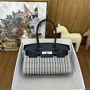 Colestore Hermes Birkin Shoulder Light 29 in Embroidered Canvas/Swift Ecru Leather 29cm - 1