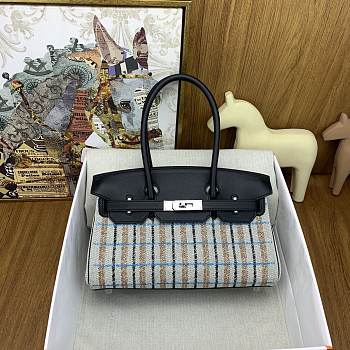 Colestore Hermes Birkin Shoulder Light 29 in Embroidered Canvas/Swift Ecru Leather 29cm
