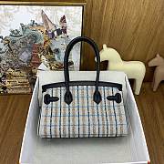 Colestore Hermes Birkin Shoulder Light 29 in Embroidered Canvas/Swift Ecru Leather 29cm - 4