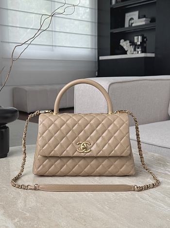 Colestore Chanel Caviar Quilted Coco Handle Flap Beige 18x29x12cm