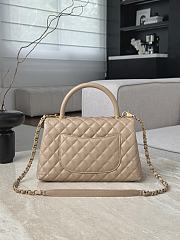 Colestore Chanel Caviar Quilted Coco Handle Flap Beige 18x29x12cm - 3