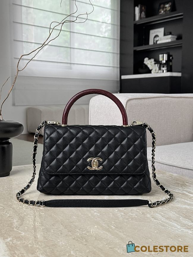 Colestore Chanel Caviar Quilted Coco Handle Flap Black 18x29x12cm - 1