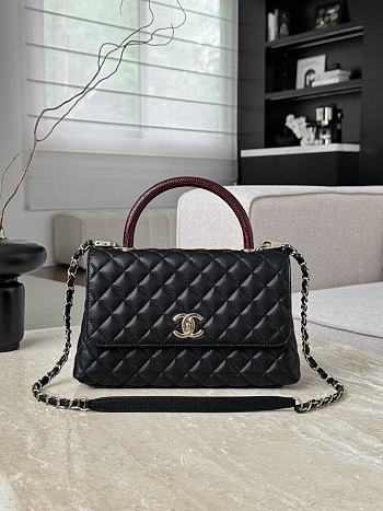 Colestore Chanel Caviar Quilted Coco Handle Flap Black 18x29x12cm