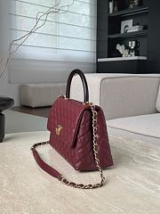Colestore Chanel Caviar Quilted Coco Handle Flap Burgundy 18x29x12cm - 5