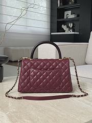 Colestore Chanel Caviar Quilted Coco Handle Flap Burgundy 18x29x12cm - 4