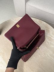 Colestore Chanel Caviar Quilted Coco Handle Flap Burgundy 18x29x12cm - 3