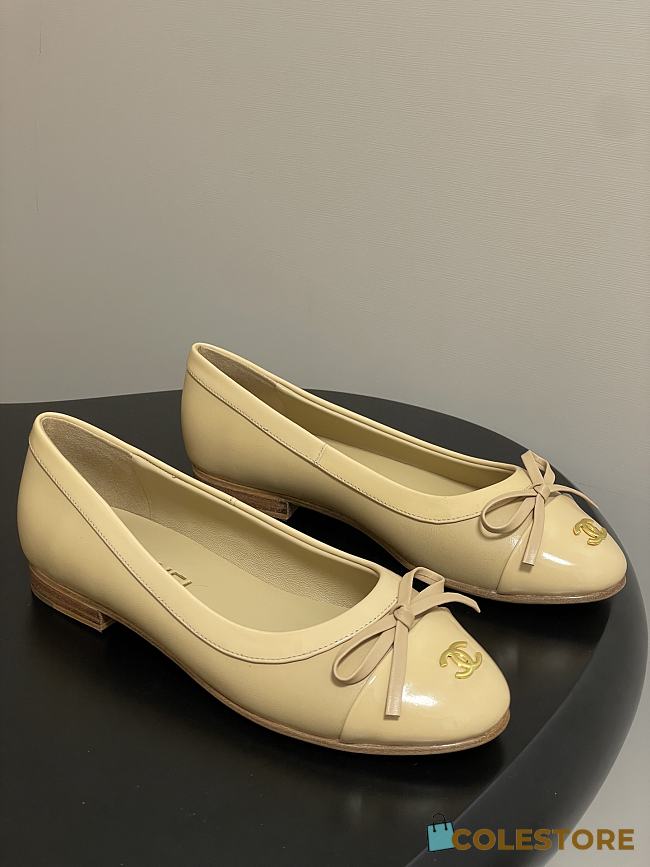 Colestore Chanel Ballet Flats Beige Patent Leather  - 1