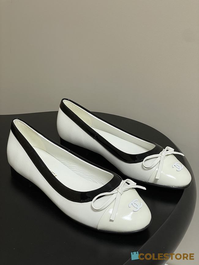 Colestore Chanel Ballet Flats White Patent Leather  - 1