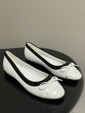 Colestore Chanel Ballet Flats White Patent Leather 