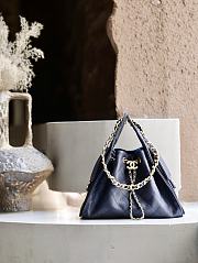 Colestore Chanel 25 Small Handbag Grained Calfskin & Gold-Tone Metal Navy Blue 30x26x14cm - 1