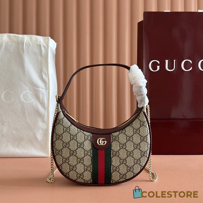Colestore Gucci Ophidia Small Shoulder Bag Rosso Ancora Red Leather Trim 20x14.5x4cm - 1