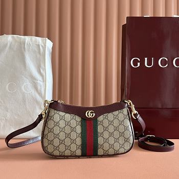 Colestore Gucci Ophidia Small Shoulder Bag Rosso Ancora Red Leather Trim 26x15x6.5cm