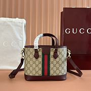 Colestore Gucci Ophidia Small GG Top Handle BagRosso Ancora Red Leather Trim 22.5x17x11cm - 3