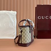Colestore Gucci Ophidia Small GG Top Handle BagRosso Ancora Red Leather Trim 22.5x17x11cm - 4
