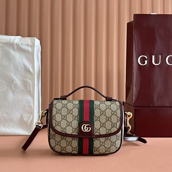 Colestore Gucci Ophidia Small Top Handle Bag  Rosso Ancora Red Leather Trim 20x16x5cm