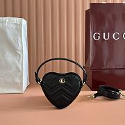 Colestore Gucci Heart-Shaped GG Marmont Mini Bag in Black 13.5x11.5x2.5cm - 1
