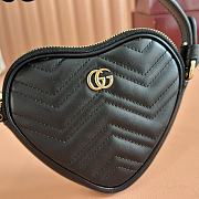 Colestore Gucci Heart-Shaped GG Marmont Mini Bag in Black 13.5x11.5x2.5cm - 3