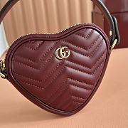 Colestore Gucci Heart-Shaped GG Marmont Mini Bag in Red 13.5x11.5x2.5cm - 5