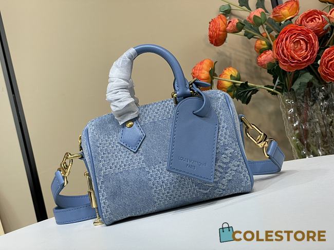 Colestore Louis Vuitton Speedy 18 Bandoulière Bag Denim Blue 12 x 10 x 18cm - 1