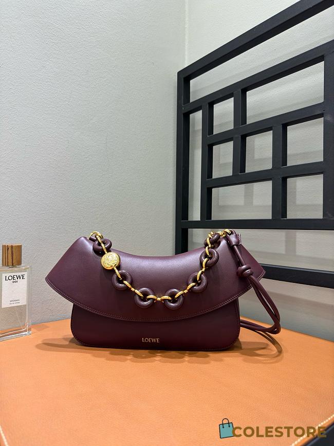 Colestore Loewe Medium Ola Bag in Red Smooth Calfskin 26x16x18cm - 1