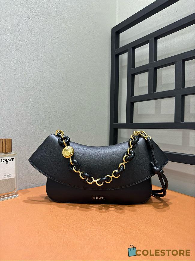 Colestore Loewe Medium Ola Bag in Black Smooth Calfskin 26x16x18cm - 1