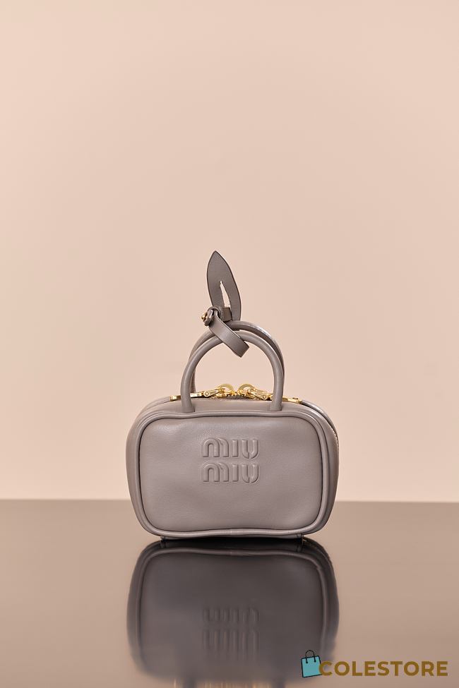 Colestore Miu Miu Beau Leather Micro-Bag Gray 11x7x4cm - 1
