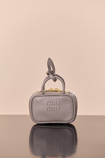 Colestore Miu Miu Beau Leather Micro-Bag Gray 11x7x4cm