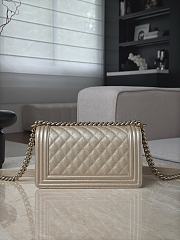 Colestore Chanel Le Boy 25 Metallic Beige/Gold Chevron Quilted Bag 15x25x9cm - 6