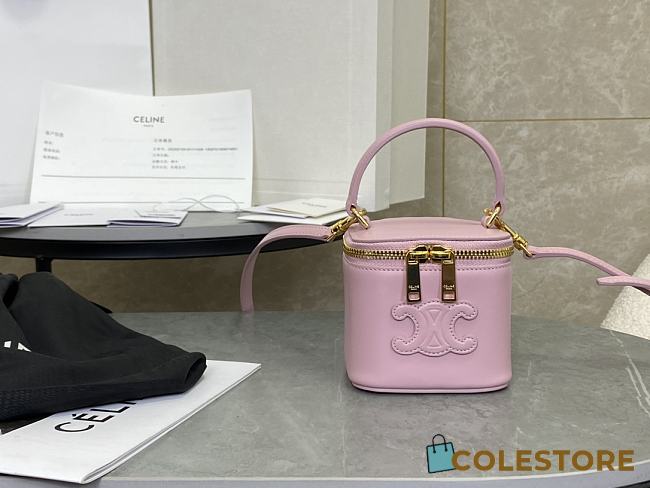 Colestore Celine Mini Vanity Case In Smooth Calfskin Light Pink 9.5x8x9cm - 1