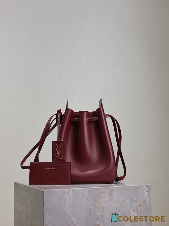 Colestore YSL  Saint Laurent Bucket Bag in Red Leather 18×24×7cm - 1