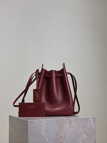 Colestore YSL  Saint Laurent Bucket Bag in Red Leather 18×24×7cm