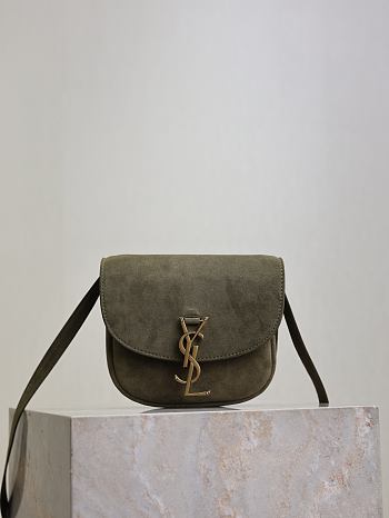 Colestore YSL Saint Laurent Kaia Small Suede Crossbody Bag Green 18x15.5x5.5cm