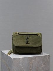 Colestore YSL Saint Laurent Niki Quilted Suede Shoulder Bag Green 22×16.5×12cm - 1