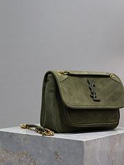 Colestore YSL Saint Laurent Niki Quilted Suede Shoulder Bag Green 22×16.5×12cm - 6