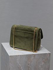 Colestore YSL Saint Laurent Niki Quilted Suede Shoulder Bag Green 22×16.5×12cm - 4