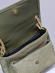 Colestore YSL Saint Laurent Niki Quilted Suede Shoulder Bag Green 22×16.5×12cm - 3