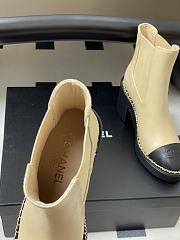 Colestore Chanel Beige & Black Cap-toe Ankle Boots With Chain Trim  - 6