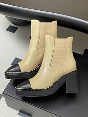 Colestore Chanel Beige & Black Cap-toe Ankle Boots With Chain Trim  - 4