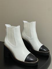 Colestore Chanel White & Black Cap-toe Ankle Boots With Chain Trim  - 1