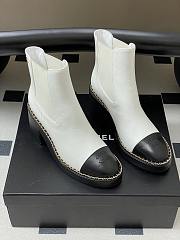 Colestore Chanel White & Black Cap-toe Ankle Boots With Chain Trim  - 3