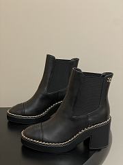 Colestore Chanel Black Cap-toe Ankle Boots With Chain Trim  - 1