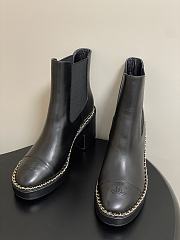 Colestore Chanel Black Cap-toe Ankle Boots With Chain Trim  - 6