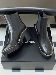 Colestore Chanel Black Cap-toe Ankle Boots With Chain Trim  - 5
