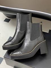 Colestore Chanel Black Cap-toe Ankle Boots With Chain Trim  - 4
